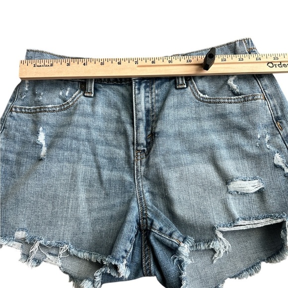 Aerie Women's Blue Distressed Cut-Off Denim Shorts - Picture 2 of 5